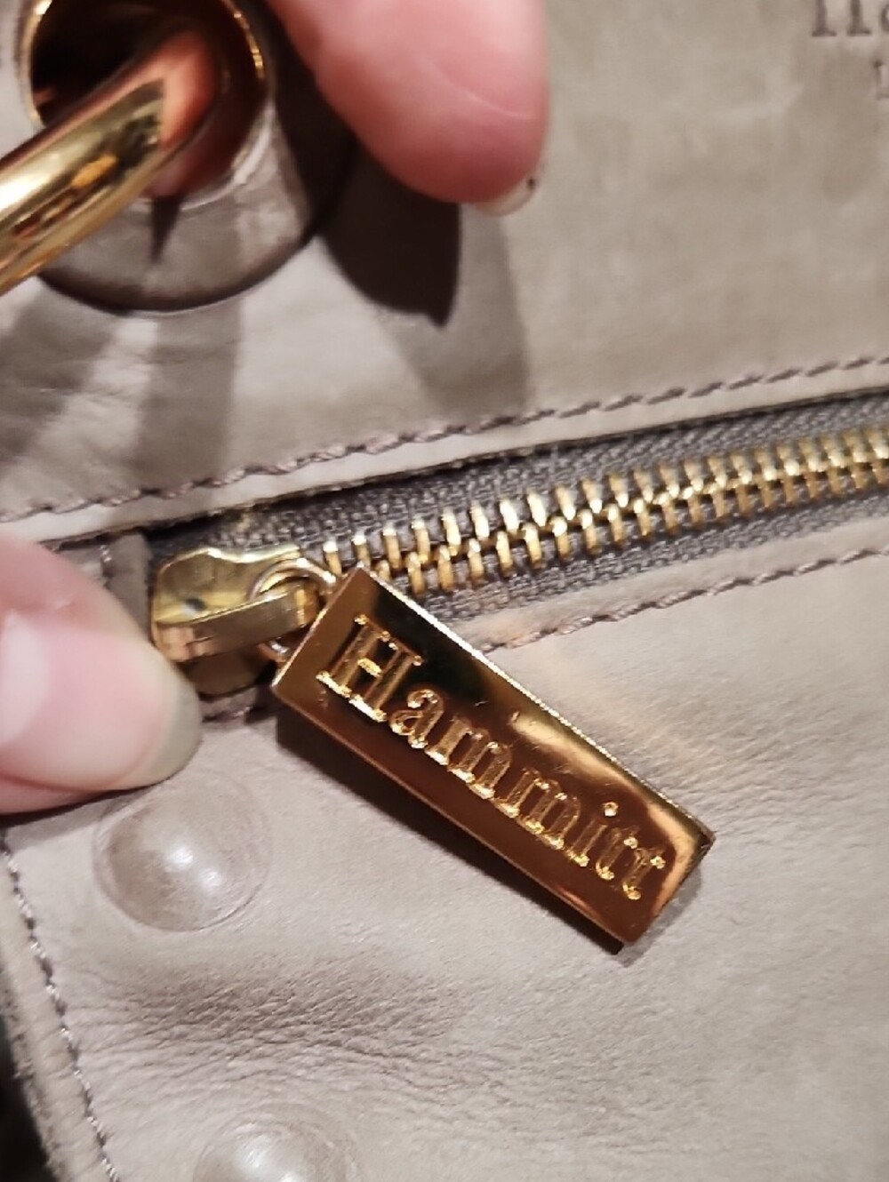 Hammitt Taupe Suede Crossbody with Gold Hardware - Picture 4 of 8